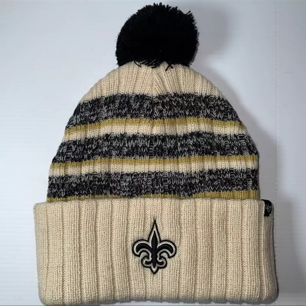 NWT New Orleans Saints Toboggan Football NFL Imbordered Logo Black Gold Adult